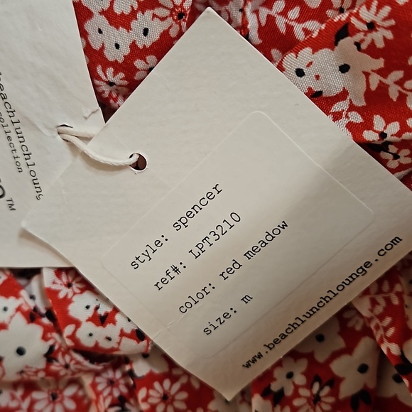 BEACH LUNCH LOUNGE Colletion Red Floral Short Sleeve Casual Button Up Blouse - Picture 8 of 8